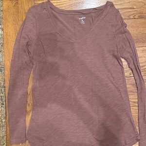 Wishlist Long Sleeve V-Neck Top - Brown